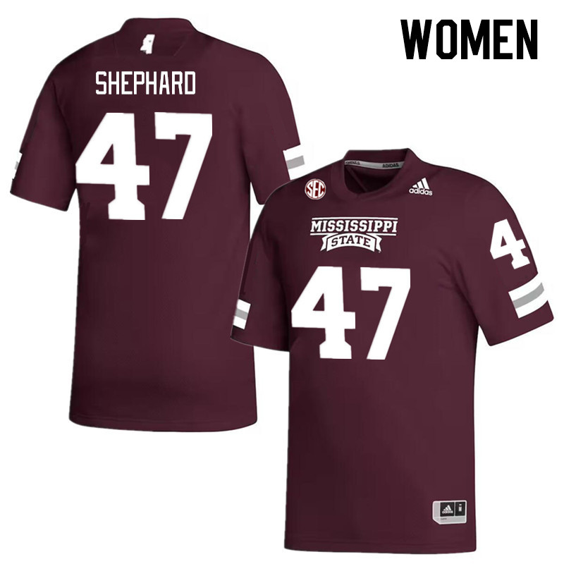 Women #47 Jalin Shephard Mississippi State Bulldogs College Football Jerseys Stitched Sale-Maroon